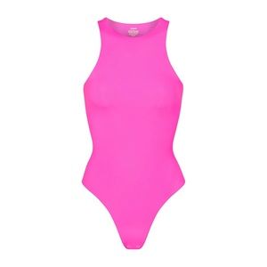 Skims neon pink fits everybody high neck bodysuit